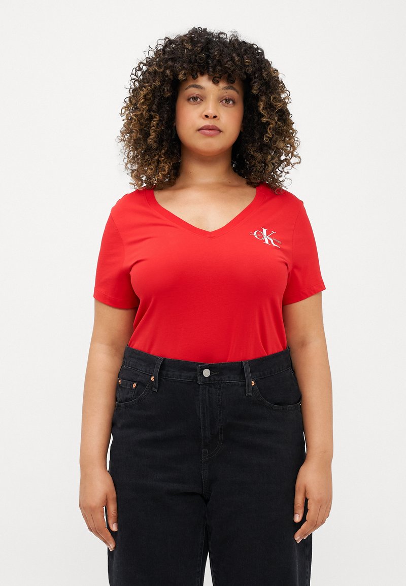 Calvin Klein Jeans CLASSIC SLIM V NECK TEE - Basic póló - candy apple