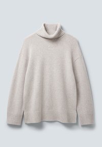 Ανοιχτό γκρι σκουφί καστάνι φτιαγμένο από μαλακό, υφασμένο ύφασμα με υφή. Διαθέτει ραβδωτές λεπτομέρειες στην κορώνα και το τελείωμα. Απλός κ αι μοντέρνος σχεδιασμός.