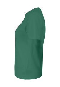 Groene polo met korte mouwen in een klassieke pasvorm, gemaakt van zacht katoen, met een eenvoudige kraag en zonder zichtbare patronen of accenten.