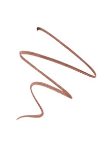 Eine wellenförmige Linie mit brauem Eyeliner, die eine glatte Textur und ein leicht glänzendes Finish aufweist und einen reichen, warmen Farbton darstellt.