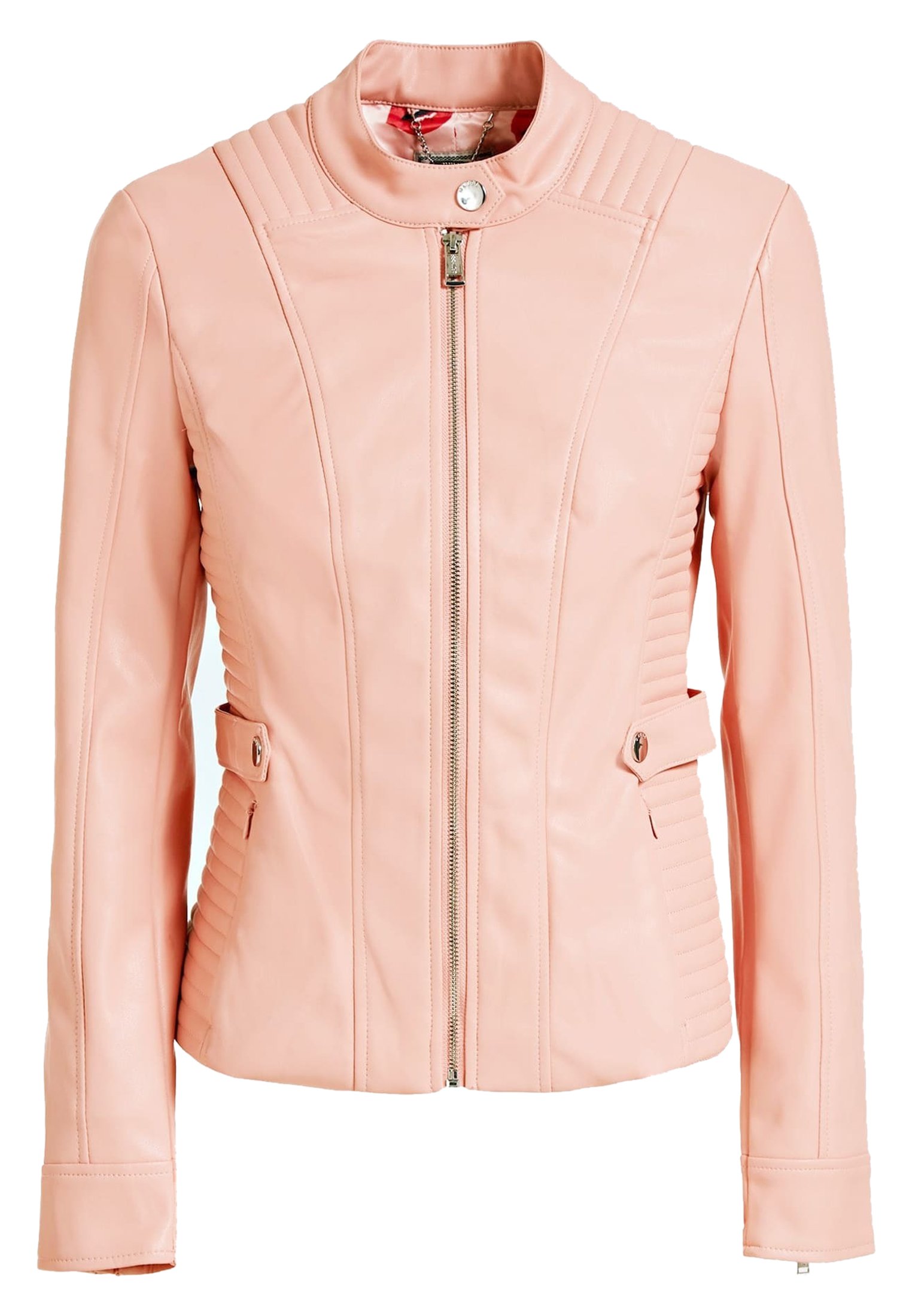 guess pink faux leather jacket