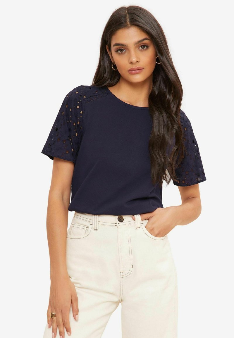 Friends Like These FLUTTER SLEEVE BRODERIE - REGULAR FIT - T-Shirt print - navy blue