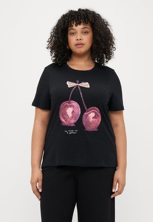 CARKITA LIFE O NECK TEE  - T-shirt print - black