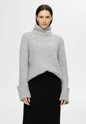 Selected Femme ROLLKRAGEN - Svetr - light grey melange