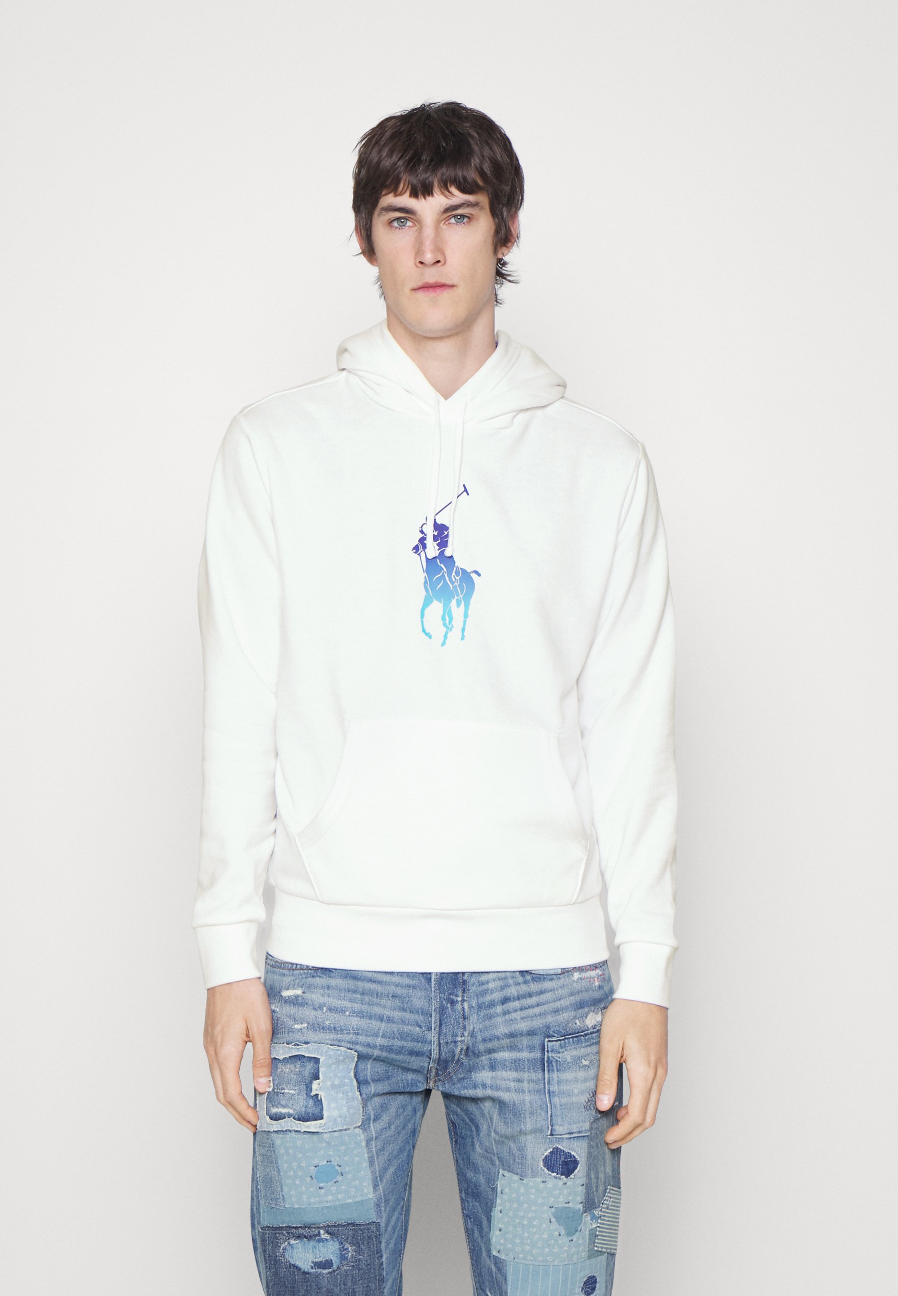 Polo Ralph Lauren OMBRÉ BIG PONY FLEECE HOODIE - Sweatshirt - white/blanc -  ZALANDO.FR