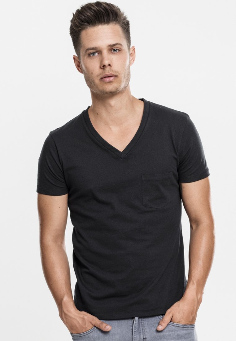 Urban Classics V-NECK POCKET TEE - Paprasti marškinėliai - black