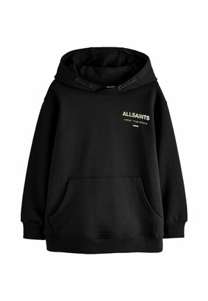 Mustapaita, joka on valmistettu pehmeästä kankaasta ja jossa on etutasku, narutakki ja kultainen "ALLSAINTS"-logo. Sileä pinta, löysä istuvuus.