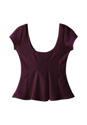 Stradivarius, PEPLUM MINI SLEEVE TOP - T-shirt imprimé - purple