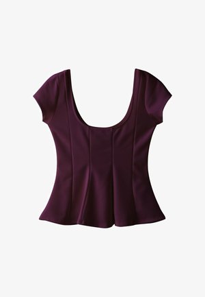 Stradivarius, PEPLUM MINI SLEEVE TOP - T-shirt con stampa - purple