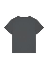 Korte mouwen, grijze t-shirt gemaakt van zachte stof. Heeft een ronde halslijn en een eenvoudig, onversierd ontwerp.