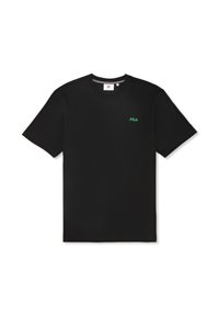 Mustapaita, jossa on lyhyet hihat, valmistettu puuvillasta, pyöreällä kauluksella ja pienellä vihreällä FILA-logolla rinnassa. Pehmeä tekstuuri ja klassinen istuvuus.