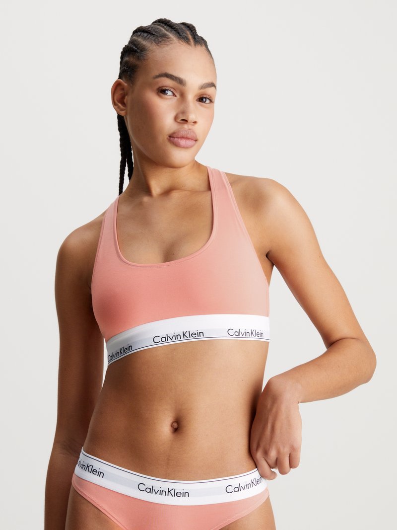 Calvin Klein Underwear UNLINED BRALETTE ICON COTTON MODAL - Hosszított melltartó - coral almond