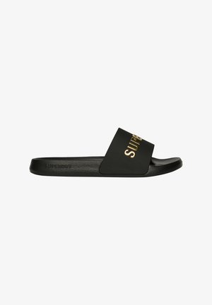 Superdry & Co LUXE LOGO - Pool slides - black gold