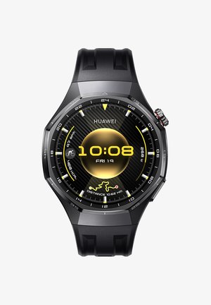 Smartwatch mit schwarzem Armband zeigt Uhrzeit 10:08, Datum Freitag 19., Herzfrequenz 97 bpm, Höhe 892 Meter, zurückgelegte Distanz 10,62 km.