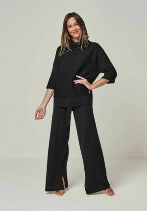 MERINO WOLLE LOUNGEWEAR SET 2 TEILIG - Nachtwäsche Set - black