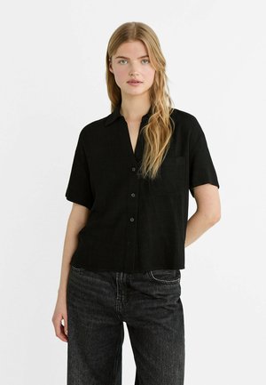 SHORT SLEEVE - Blúzka so zapínaním na gombíky - black