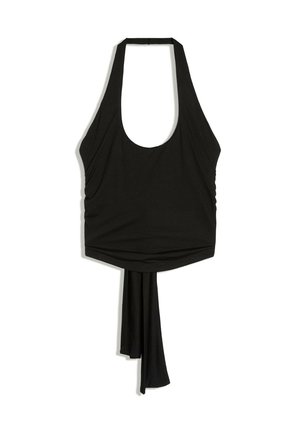 Bershka, HALTER NECK TOP WITH BACK KNOT - Débardeur - black