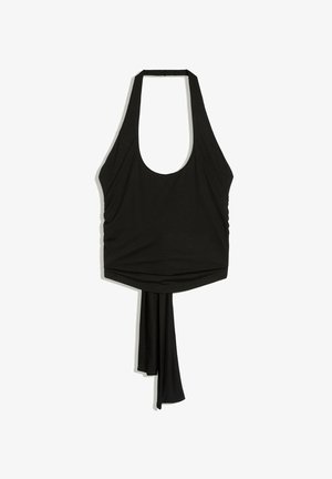 Bershka, HALTER NECK TOP WITH BACK KNOT - Débardeur - black