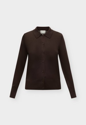 GANT, EXTRAFINE MERINO CARDIGAN - Kardigan - deep brown