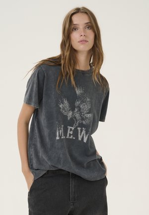 My Essential Wardrobe Print T-shirt - dark grey random wash