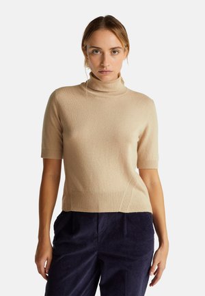 SHORT SLEEVE TURTLENECK  - T-shirt basic - beige