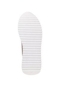 Semelle de chaussure en caoutchouc blanc avec des rainures horizontales pour l'adhérence ; présente la taille marquée "37" moulée sur le fond. Fini lisse sans motifs visibles.