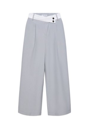 Terranova, WIDE LEG CON FASCIA IN VITA A CONTRASTO - Pantaloni - grigio chiaro melange