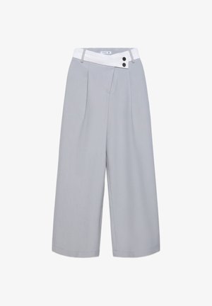 Terranova, WIDE LEG CON FASCIA IN VITA A CONTRASTO - Pantaloni - grigio chiaro melange