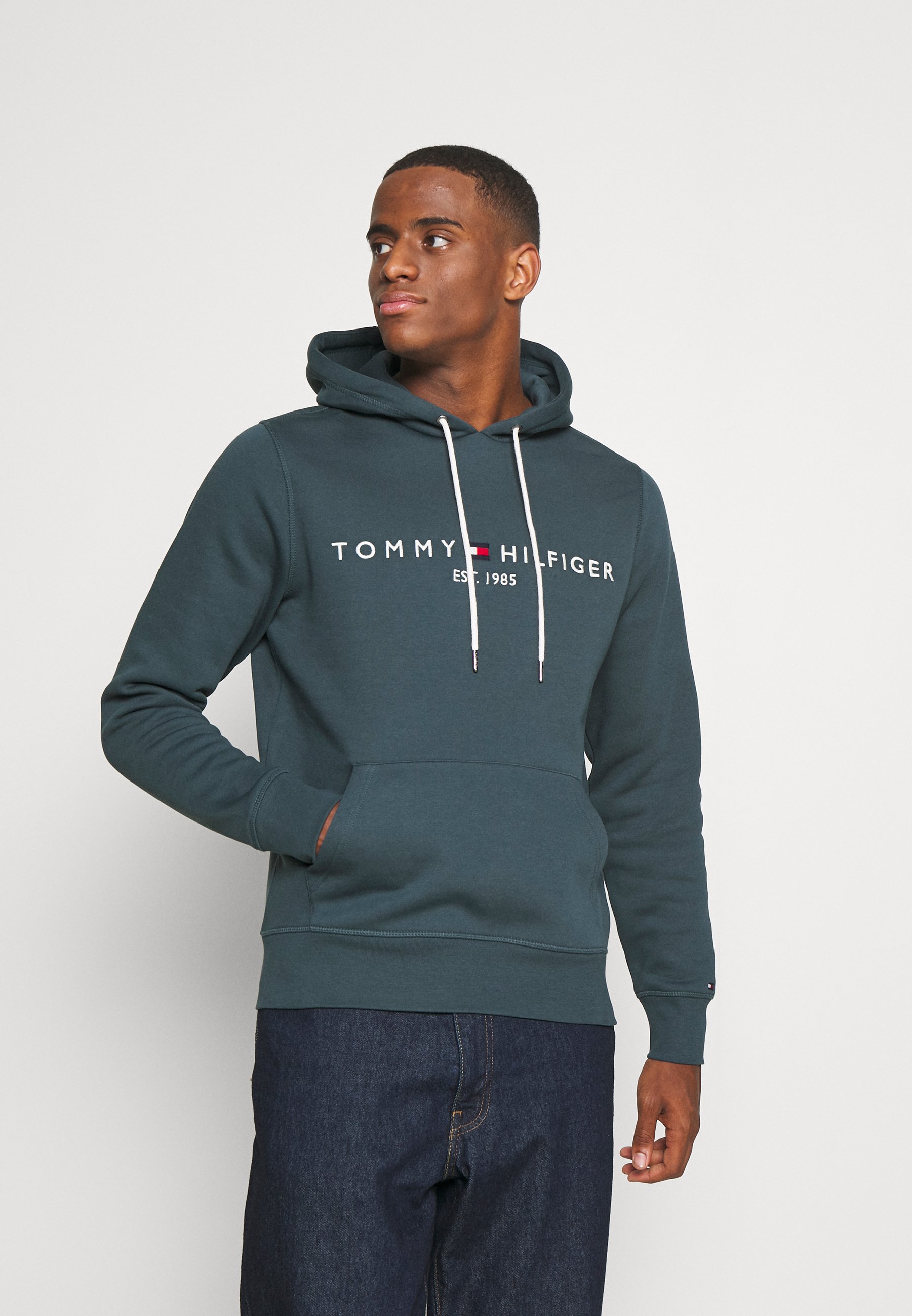 Tommy Hilfiger LOGO HOODY - Sweat à capuche - mystic lake/bleu pétrole 