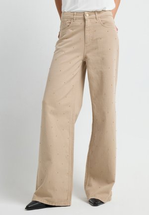 EMBELLISHED - Wide leg - beige (11)