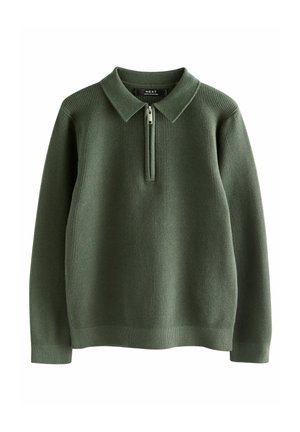 Next REGULAR FIT - LONG SLEEVE ZIP NECK  - Long sleeved top - green