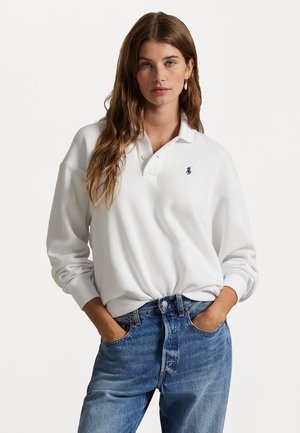 POLO-COLLAR FLEECE PULLOVER - Sudadera - white