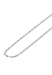 Collana in argento con maglie rettangolari, superfici lucide, spessore uniforme e texture liscia. La lunghezza sembra moderata.