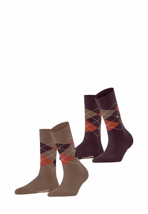 Burlington, 2ER PACK - ARGYLE, RAUTENMUSTER, CLIP,  - Chaussettes - nougat