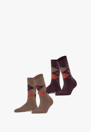 Burlington, 2ER PACK - ARGYLE, RAUTENMUSTER, CLIP, - Socken - nougat