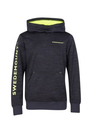 LOGO - Sweat à capuche - charcoal melange neon