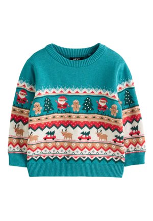 Svetrík - teal blue fairisle
