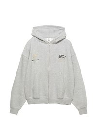 Felpa con cappuccio grigia con zip, realizzata in morbido misto cotone, con cappuccio, ricami "Ford" e logo bronco sul petto, polsini e orlo a coste.