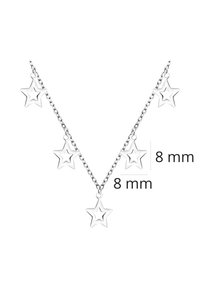 Sølv kædedesign med fem 8 mm stjerneformede vedhæng med udskårne stjernedetaljer, der skaber en delikat lagdelt effekt.