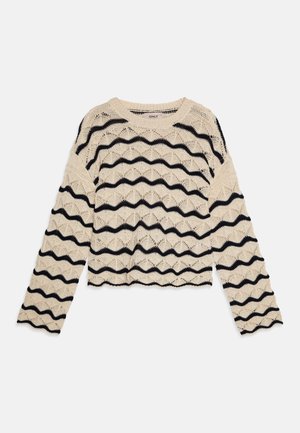 KOGDONNA LS O-NECK STRIPE STRUCTURE - Strikkegenser - birch/night sky