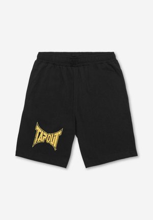 Mustad puuvillased lühikesed püksid elastse vöökohaga. Vasakul küljel kuldse "TAPOUT" logoga. Vabaaja stiil, keskmise reie pikkusega.