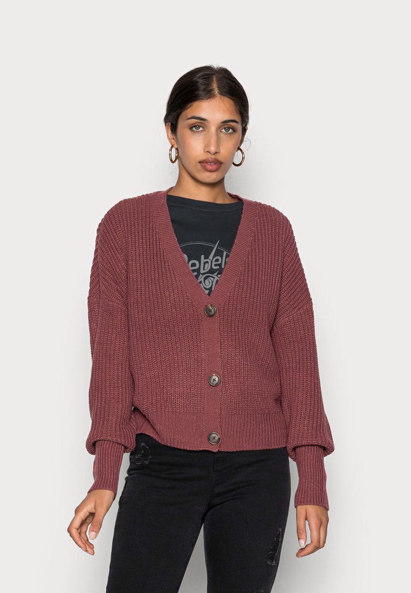 Vero Moda VMLEA V NECK CARDIGAN - Casaco de malha - wild ginger