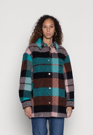 CHECK COAT RELAXED MID LENGTH METAL PRESSBUTTONS - Krátký kabát - multi/pecan