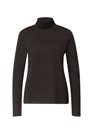 Street One, LANGARM SHIRT IN UNIFARBE MIT ROLLKRAGEN - T-shirt à manches longues - black coffee