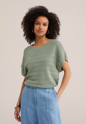 WE Fashion, WE FASHION DAMES TRUI MET STRUCTUUR - Triko s potiskem - light green