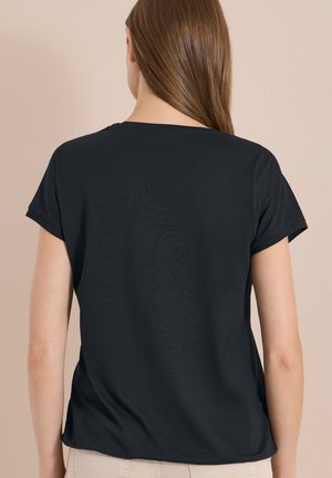Cecil, T-SHIRT MIT V-NECK UND SPITZENDETAIL - T-shirt imprimé - black