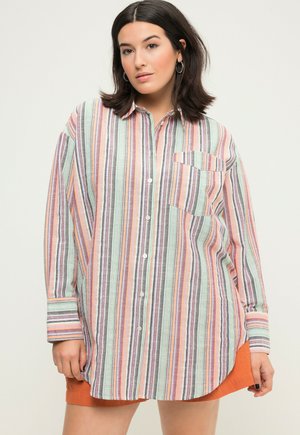 OVERSIZED STREIFEN  LANGARM - Hemdbluse - cantaloupe orange