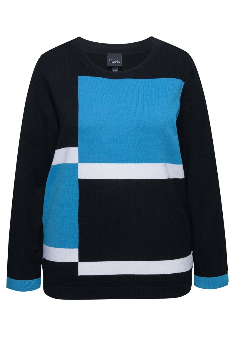 Ulla Popken COLOR BLOCK LONG SLEEVE Strickpullover black