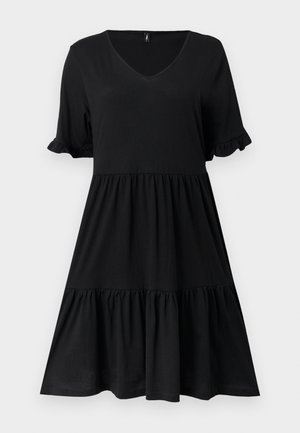 ONLY, ONLBLOOM V NECK FRILL - Jerseyjurk - black