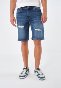 Pier One Kratke hlače od trapera - dark blue denim